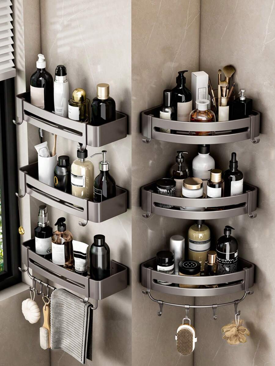 1 件浴室置物架，三角形淋浴架，无需钻孔储物架，马桶/淋浴角落铝合金收纳架家居浴室装饰浴室配件浴室收纳秋季装饰返校 - 彩色 - 查看 1