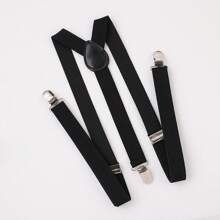 1pc Classic Solid Color 2.5cm Wide Y-Back Suspender Strap With Anti-Slip Adjustable Elastic Band & 3 Clips, For Men & Women's Wedding, Festivals, Cosplay, Street Dancing, Stage Performance, Parties, Halloween, Christmas, Magic Show, Graduation