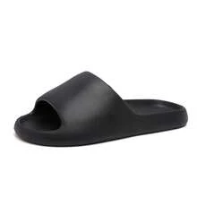 Men's Soft & Comfy Open Toe Slippers, Suitable For Home, Bathroom, Beach, Swimming Pool Etc. - Black - View 1