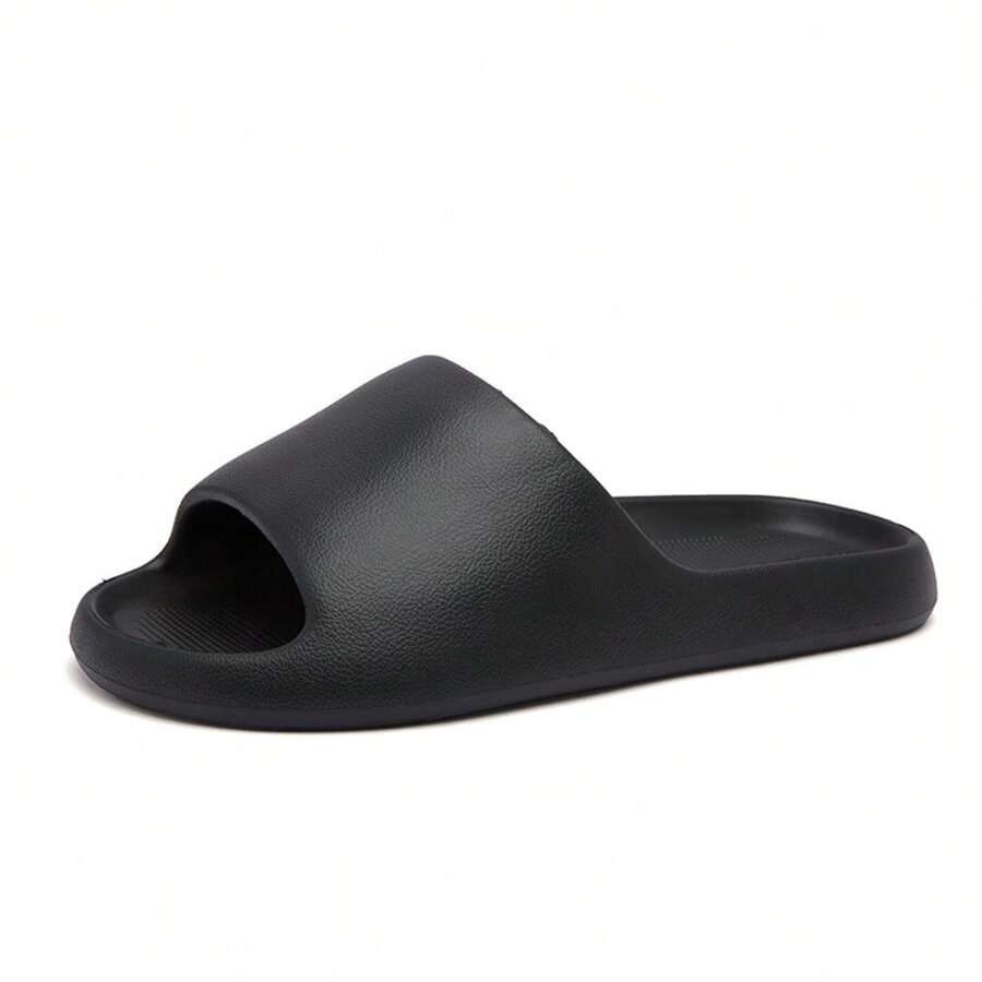 Men's Soft & Comfy Open Toe Slippers, Suitable For Home, Bathroom, Beach, Swimming Pool Etc. - Black - View 1