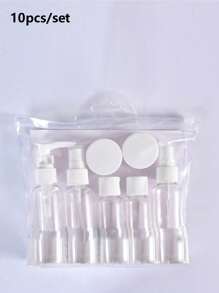 1套旅行瓶套裝,旅行尺寸容器套裝,可攜式不漏液配備,可重複灌裝,可擠壓式,適用於化妝品、飛機必需品、洗髮水、護髮素 - 白色 - 查看 1