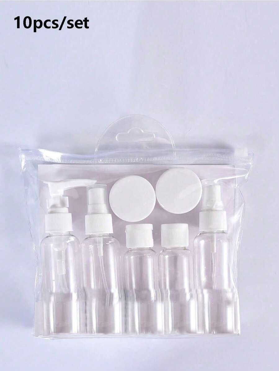 1套旅行瓶套裝,旅行尺寸容器套裝,可攜式不漏液配備,可重複灌裝,可擠壓式,適用於化妝品、飛機必需品、洗髮水、護髮素 - 白色 - 查看 1