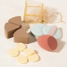 13 件/套非乳胶化妆海绵粉扑套装，适用于粉末、乳霜、液体。包括化妆海绵、气垫、海绵架 - 彩色 - 查看 1