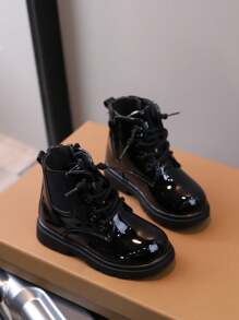 Spring And Autumn Casual Girls' Short Boots Faux Leather Shiny And Comfortable Children's Boots Flat Non-Slip Girls' Boots