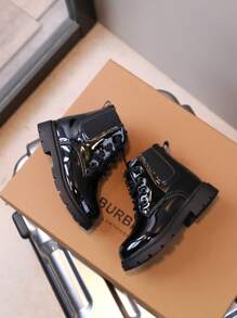 Spring And Autumn Casual Girls' Short Boots Faux Leather Shiny And Comfortable Children's Boots Flat Non-Slip Girls' Boots
