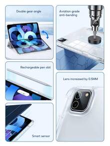 Tbtic 磨砂透明 Ipad 殼 Air 5 4 10.9 Pro 11 10th 9th 8th 7th Gen 10.2 Mini 6 殼帶筆放置槽 - 紫色 - 查看 10
