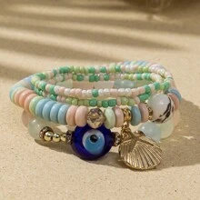 4pcs Boho Ngày lễ Phong cách Thủ công Bộ vòng đeo tay Với Vượt qua , Mắt ác , Hamsa , Lòng bàn tay , , Tua , lột vỏ Và Cơm Hạt , Hoàn hảo Đối với Của phụ nữ Mỗi ngày , Giải trí , Kỳ nghỉ , Buổi tiệc Mặc In Mùa Xuân Và Mùa hè - Nhiều màu - Xem 15