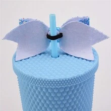 Vàng Hành Hình dạng Quả vải Cúp Rơm rạ Đồ trang trí , Long lanh Bowknot Thanh tú Rơm rạ Phụ kiện , Creative Cốc nước Đồ trang trí - 12-màu xanh đậm - Xem 4
