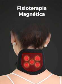 Collarín Con Imanes Pórtatil, De Tela Suave y Termico Que Alivia Problemas De Dolor y Molestias En El Cuello. - Negro - Ver 4