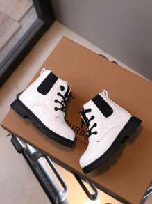 女童休闲短靴，合成皮革，光面，舒适，平底，防滑，秋季/春季 - 白色 - 查看 2