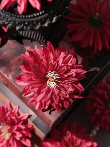 10pcs Artificial Red Chrysanthemum Flowers, Great For Home Decoration - Red - View 4