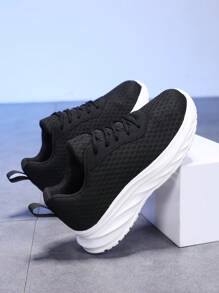 Kids Shoes, Kids Sports Shoes, Kids Flat Shoes, Boys Sports Shoes, Girls Sports Shoes, Unisex Kids Breathable Mesh Casual Sports Shoes, Non-Slip Running Student Sneakers - Black - View 8