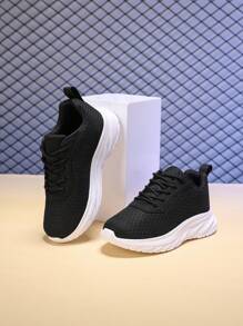 Kids Shoes, Kids Sports Shoes, Kids Flat Shoes, Boys Sports Shoes, Girls Sports Shoes, Unisex Kids Breathable Mesh Casual Sports Shoes, Non-Slip Running Student Sneakers - Black - View 6