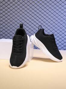 Kids Shoes, Kids Sports Shoes, Kids Flat Shoes, Boys Sports Shoes, Girls Sports Shoes, Unisex Kids Breathable Mesh Casual Sports Shoes, Non-Slip Running Student Sneakers - Black - View 5