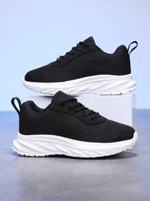 Kids Shoes, Kids Sports Shoes, Kids Flat Shoes, Boys Sports Shoes, Girls Sports Shoes, Unisex Kids Breathable Mesh Casual Sports Shoes, Non-Slip Running Student Sneakers - Black - View 7