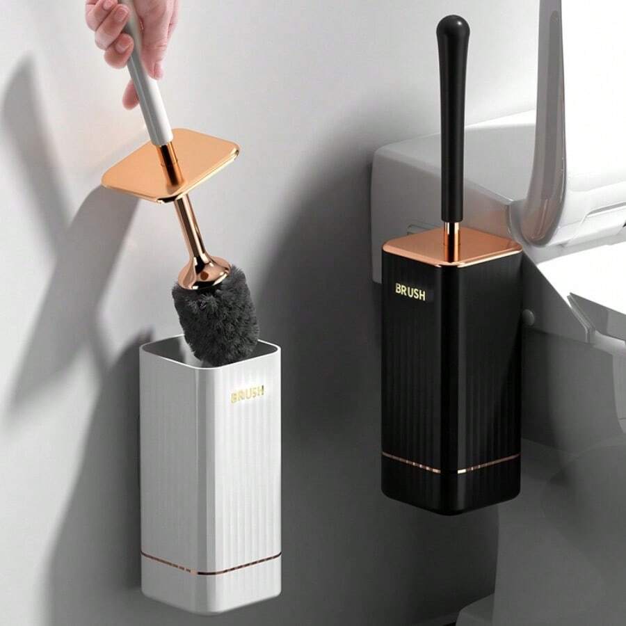 1 Bộ, Bàn chải bồn cầu kèm giá đỡ, Bàn chải bồn cầu silicon gắn tường có cán dài, Bàn chải vệ sinh bồn cầu mềm dẻo, Bàn chải không điểm mù, Bàn chải vệ sinh phòng tắm, Đồ dùng vệ sinh, Dụng cụ vệ sinh, Đồ dùng trở lại trường học - Nhiều màu - Xem 1