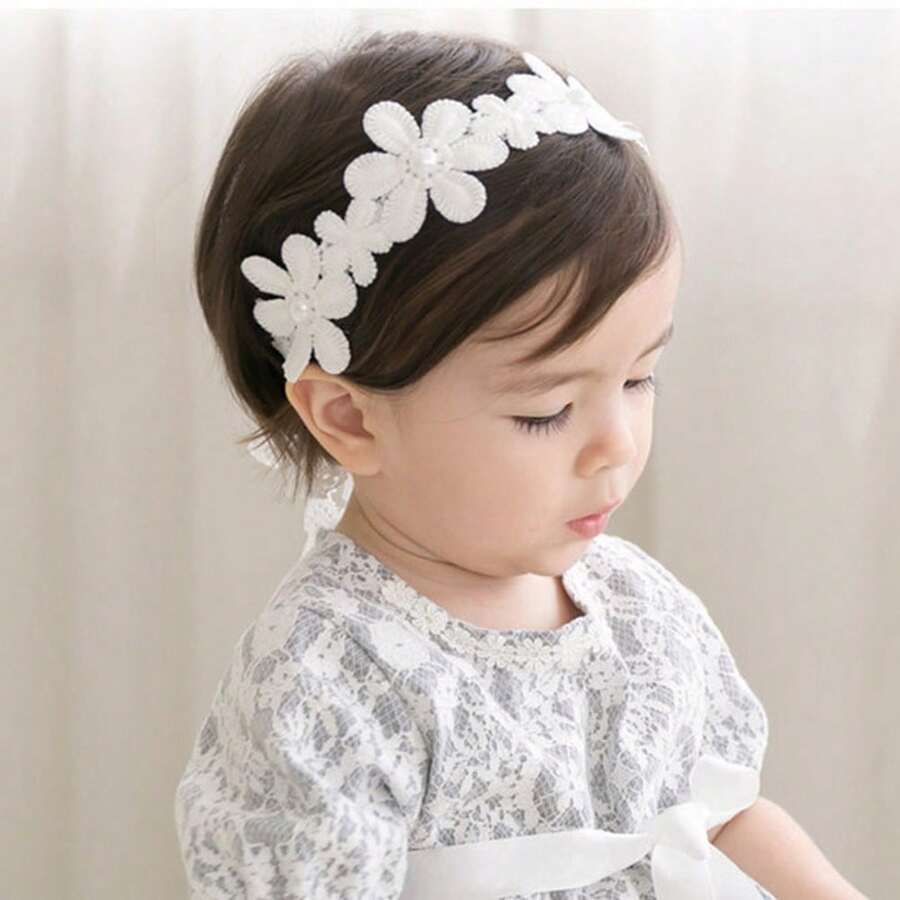 1pc Girls Headband, Ethereal Mesh 5 Flower Headpiece, Suitable For Daily Wear And Party