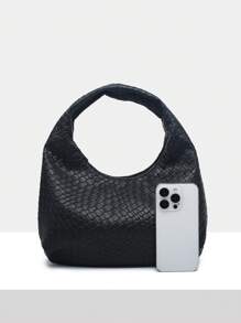 1 Stück Damen Vintage Minimalist Lässig Häkel Kunstleder Tasche mit Muschelmuster, eine Schulter Umhängetasche, geeignet für Ausflüge, Dates und den täglichen Gebrauch