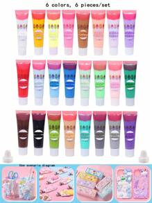 Set de 6 piezas de material de resina de color de 15ml, crema falsa decorativa, adecuado para clips de cabello DIY, fundas de teléfono, portapapeles, cajas de papelería, peines y otros regalos, 24 opciones de color para verano y escuela