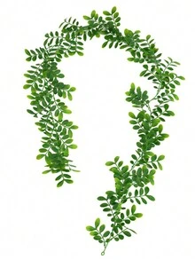 1入組人工常春藤葉&尤加利&葡萄藤壁掛植物裝飾,適用於家居 - 綠色 - 查看 3