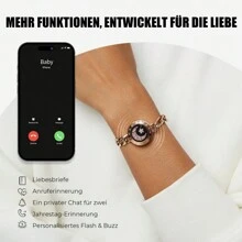 Totwoo Single Bracelet – Long Distance Relationship Bracelet For Couples | Smart Jewelry His And Hers Touch Bracelets For Couples(Work In Pairs) - Figaro Chain/rose Gold - View 3