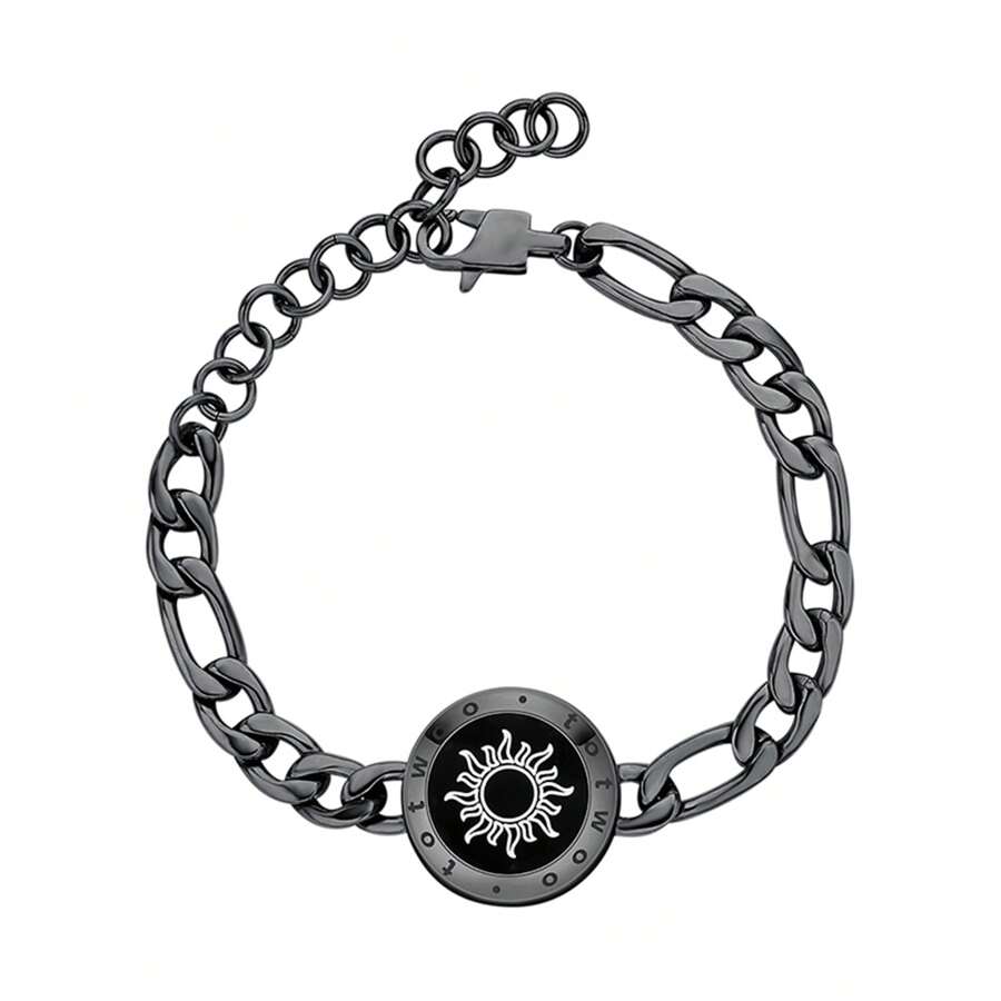 Totwoo Single Bracelet – Long Distance Relationship Bracelet For Couples | Smart Jewelry His And Hers Touch Bracelets For Couples(Work In Pairs) - 費加洛鏈/黑色 - 查看 1