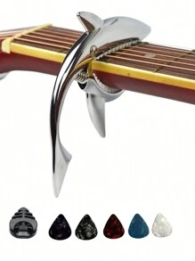Zinc Alloy Guitar Capo Shark Capo For Acoustic And Electric Guitar With Good Hand Feeling, No Fret Buzz (Silver),Kalimba,Guitar Holder,Redbull - Silver - View 1