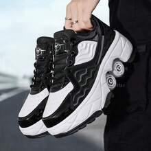 Teenagers' Outdoor Sports Transformable Shoes With Adjustable Wheels - 4 Wheels, Can Walk And Slide, Hidden Invisible Wheel Design - Black - View 6