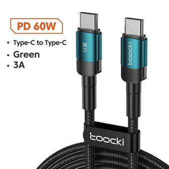 Toocki 60W USB Type C 转 USB C 数据线 PD 快速充电 Type-C 充电器线 兼容 Macbook USBC 数据线 1M 2M 3M Nan