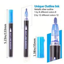 36/24/12/8pcs Color Flash Marker Double Line Contour Pen, Metal Flash Marker, Marker, 36/24/12/8 Colors, Oil-Based Waterproof Non-Erasable, Can Paint On Any Item. Suitable For School And Home Painting, Doodling, Marker Pens, DIY Art Craft, Gift Card Coloring, Holiday Gifts Back To School