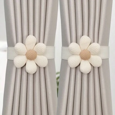 2 Piezas De Sujetadores De Cortina Elásticos Con Diseño De Flor 3d Para Decoración Del Hogar En La Sala De Estar Y Dormitorio