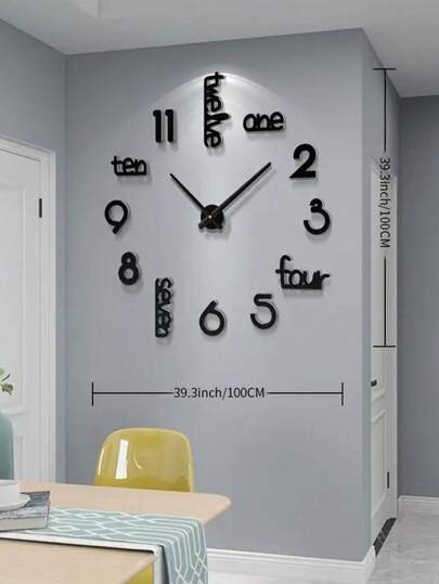 1pc 39.3 Inch Diy Acrylic Wand Clock, Klok Living Room ation,Home ,Room Bedroom Dormitory Back To School view 4
