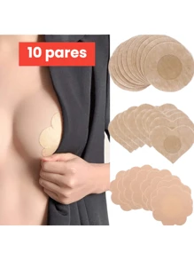 10 Pairs Adhesive Disposable Nipple Covers, Self-Adhesive Disposable Nipple Cover Pads, Accessories For Women - Light Beige - View 1