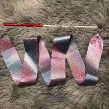 1 条闪亮星形/渐变艺术体操丝带，飘逸丝绸舞蹈丝带训练工具（1 米、2 米、4 米、6 米） - 閃星 - 查看 2