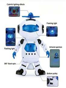 Juguete De Robot Interactivo Que Parpadea Y Baila: Rotación De 360 Grados, Luz Parpadeante, Muñeca De Juego Con Pilas Para Niños Y Niñas (baterías No Incluidas) - Multicolor - Ver 6