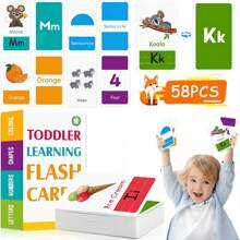 Preschool Flash Cards For Toddlers Ages 3 Years Old, 58 Pcs Alphabet Flash Cards Contains Letters, Colors, Shapes And Numbers, Learning Toy Educational Toys - Multicolor - View 2