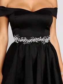 1 件手工制作女士银色金属叶、人造珍珠和水晶腰带、新娘婚礼派对礼服装饰腰链万圣节