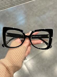 大猫眼透明镜框果冻色镜片眼镜，时尚醒目的派对装饰，更适合女性透明眼镜配件女士眼镜配件 - A - 查看 18