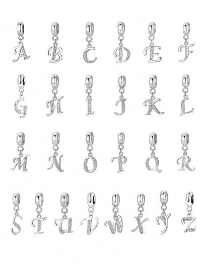 1pc 26 Letter DIY Charms Beads Pendant Ladies Jewelry For Women S925 Sterling Silver Bracelet Bangle & Necklace Accessories Fine Jewelry Making