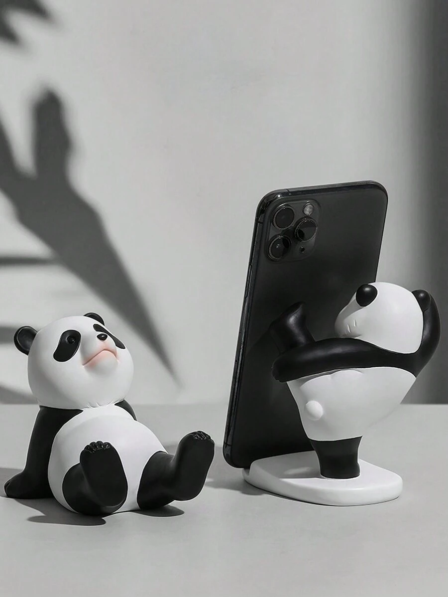 Cute Creative Panda Phone Holder & Tablet Stand Decoration, Festival Gift - Black and White - View 1