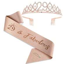 2 cái/bộ Golden Years Old 25-36th 1pc Vương miện pha lê Rhinestone + 1pc Khăn choàng Tiara Trang trí kỷ niệm sinh nhật Khăn choàng satin mừng sinh nhật Đồ dùng tiệc Băng đô cài tóc Lược chải tóc Nữ hoàng sinh nhật Băng đô cài tóc cho nữ - Nhiều màu - Xem 22