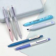 WRITECH Gel Pens Journaling Highlighters: Journal Set Aesthetic Assorted Pastel Color Ink 0.5mm Fine Point Retractable 0.7mm Black Pen Smooth Writing Drawing No Bleed 7ct - Blue - View 5