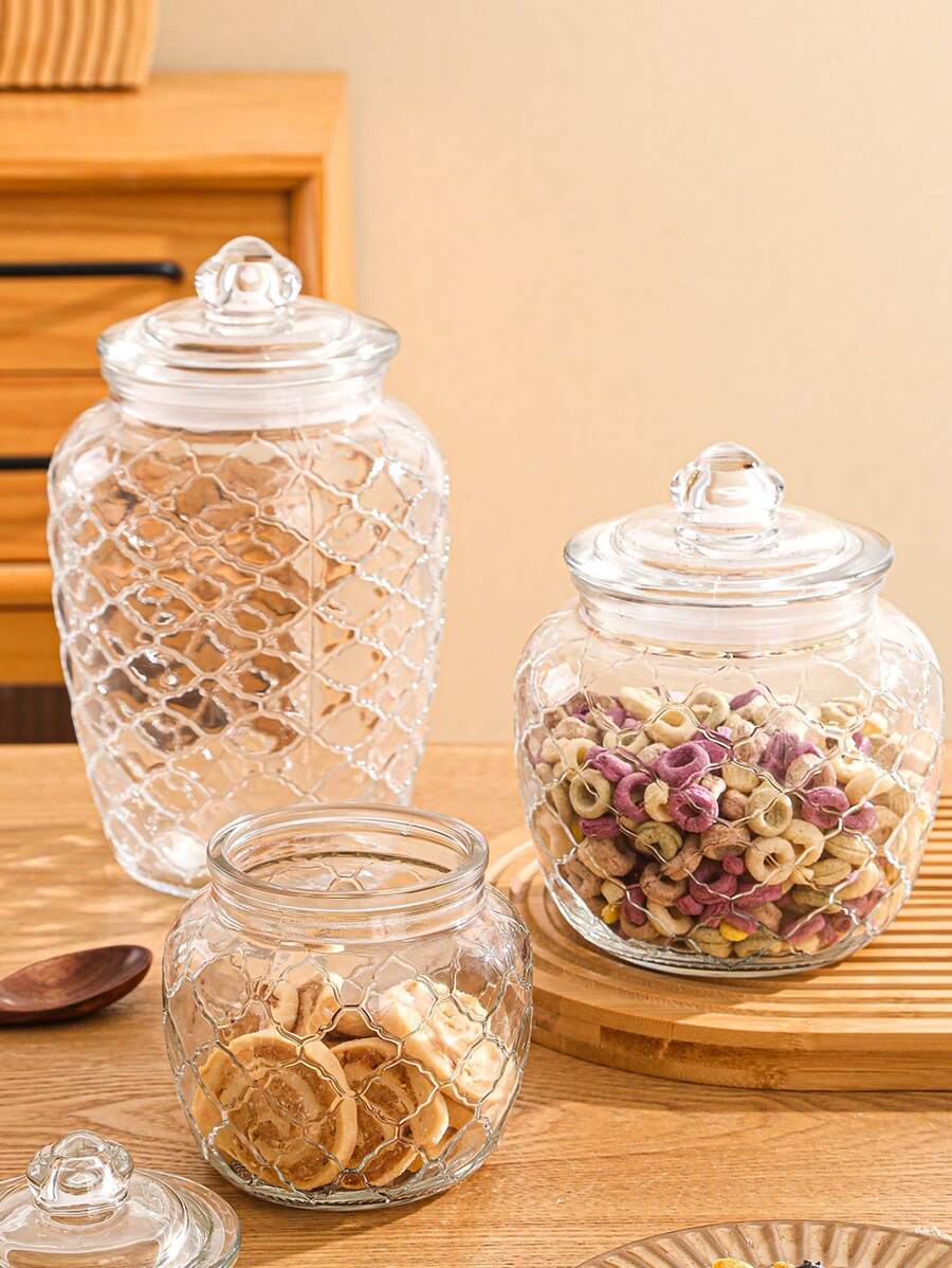 Tarro De Almacenamiento De Galletas Para Hornear, Vidrio Transparente, Con Tapa, Para Uso Doméstico, 1 Ud. - transparente - Ver 1