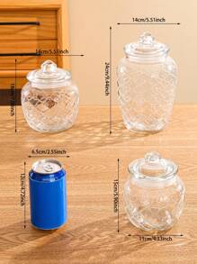 Tarro De Almacenamiento De Galletas Para Hornear, Vidrio Transparente, Con Tapa, Para Uso Doméstico, 1 Ud. - transparente - Ver 3