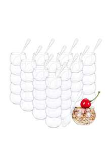 10入組小型圓頂甜點杯,適用於冰淇淋、慕斯、布丁,球形透明塑料杯可用於烘焙包裝 - 無色 - 查看 9