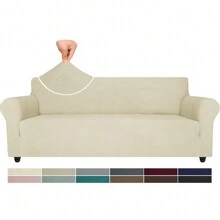 YSTYLE Sofa Cover 1/2/3/4 Seats With Armrests, Stretch Couch Cover, Heavyweight Winter Slipcover, Non-Slip Sofa Cover Washable - Beige - View 11
