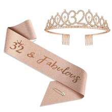 2 cái/bộ Golden Years Old 25-36th 1pc Vương miện pha lê Rhinestone + 1pc Khăn choàng Tiara Trang trí kỷ niệm sinh nhật Khăn choàng satin mừng sinh nhật Đồ dùng tiệc Băng đô cài tóc Lược chải tóc Nữ hoàng sinh nhật Băng đô cài tóc cho nữ - Nhiều màu - Xem 15