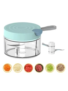 MINI ROUND PORTABLE Chopper Manual Garlic Crusher Mini Onion Press, Hand Chopper, Food Processor For Garlic, Vegetables, Fruits, Baby Food - Multicolor - View 10