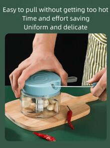 MINI ROUND PORTABLE Chopper Manual Garlic Crusher Mini Onion Press, Hand Chopper, Food Processor For Garlic, Vegetables, Fruits, Baby Food - Multicolor - View 5