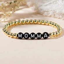 1 Miếng Tối giản Và Khác Tiếng Anh 18K Mạ vàng Đồng Hạt Của phụ nữ Vòng tay , Gấp lại , Ngày lễ Mẹ Qủa tặng , Qủa tặng - vòng tay bảng chữ cái - Xem 8